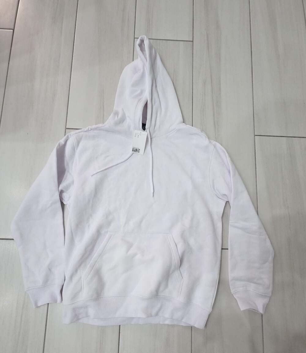 H&M Relaxed Fit White Pullover Hoodie
